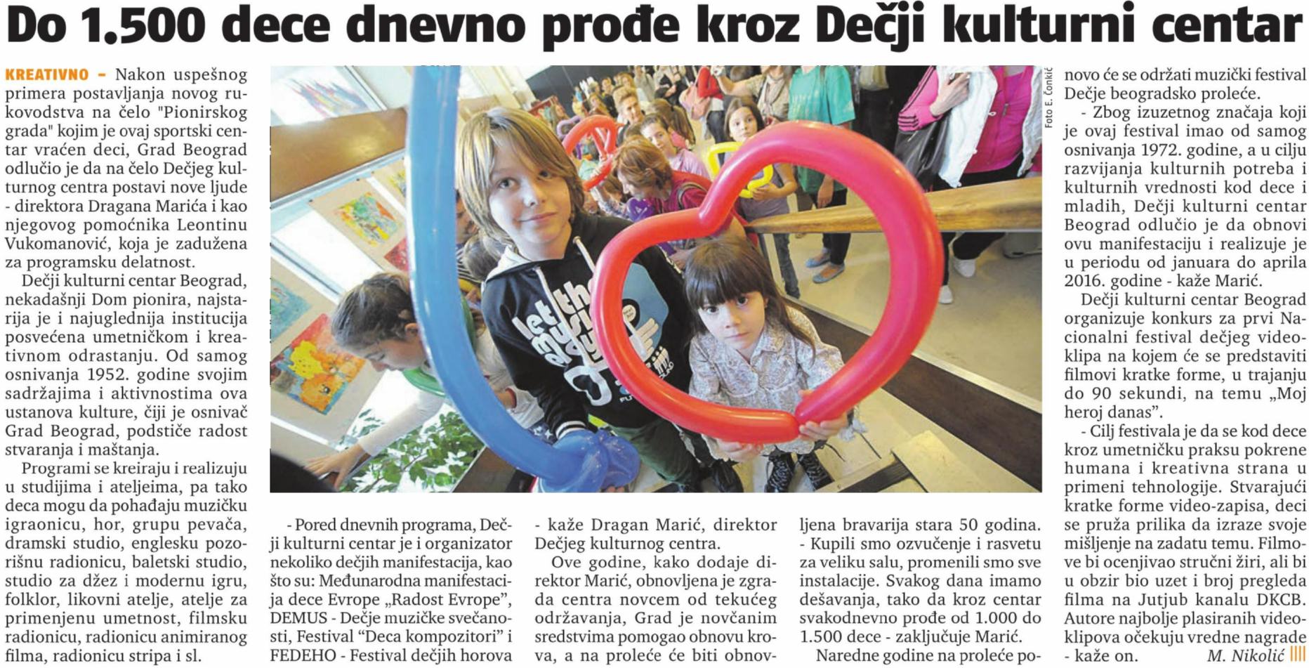 20151214 24 sata - Do 1500 dece dnevno prodje kroz DKCB